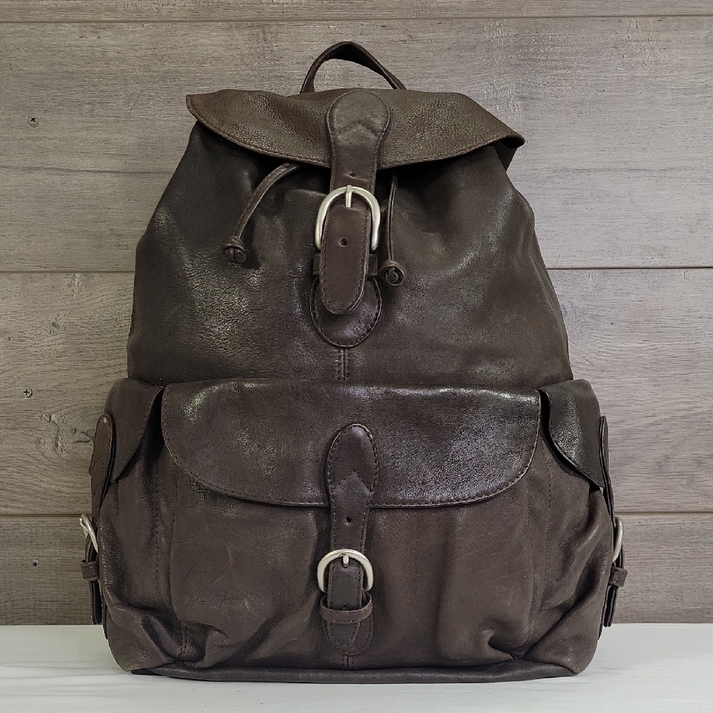 London Fog Brown Leather Men's Backpack
